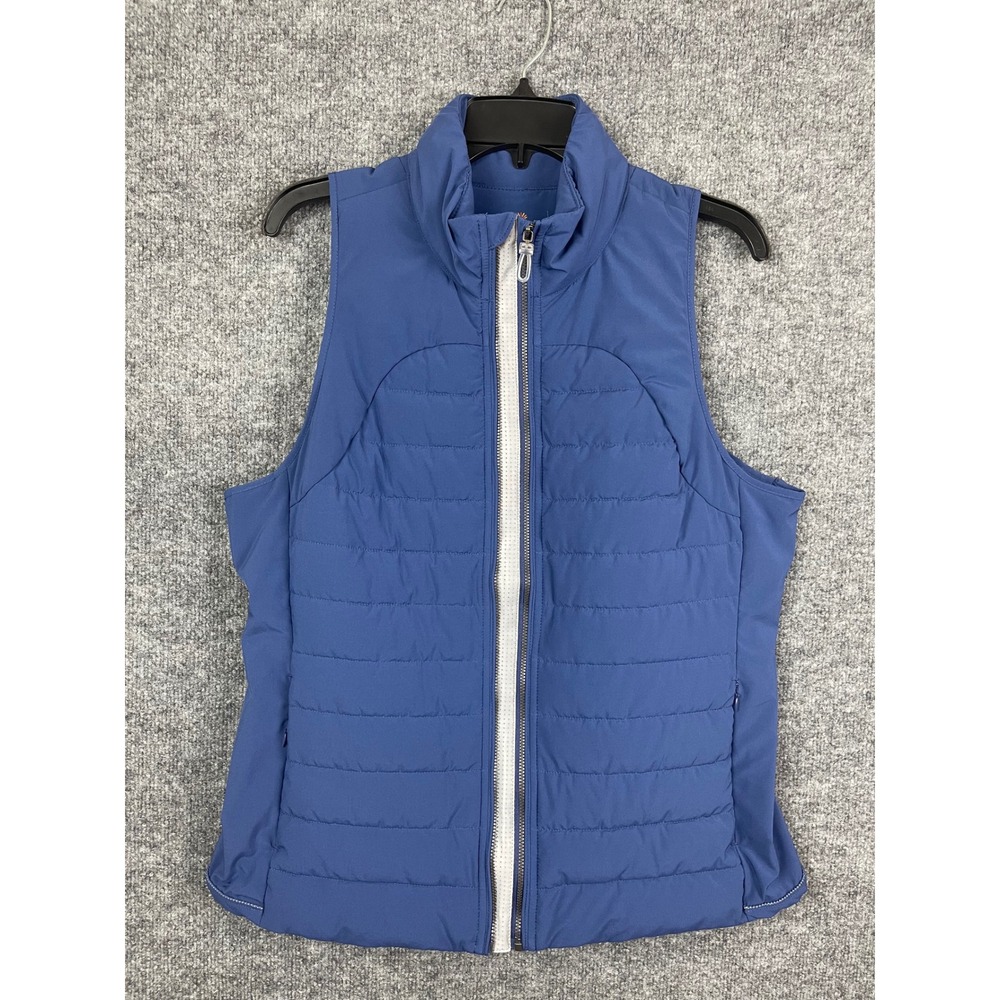 Tangerine Puffer Vest Women L Blue Excellent Full Zip Quilted Lightweight Active
